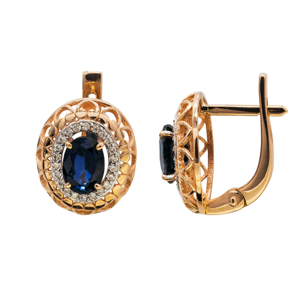 серьги из золота с сапфирами и бриллиантами 912397с Дива