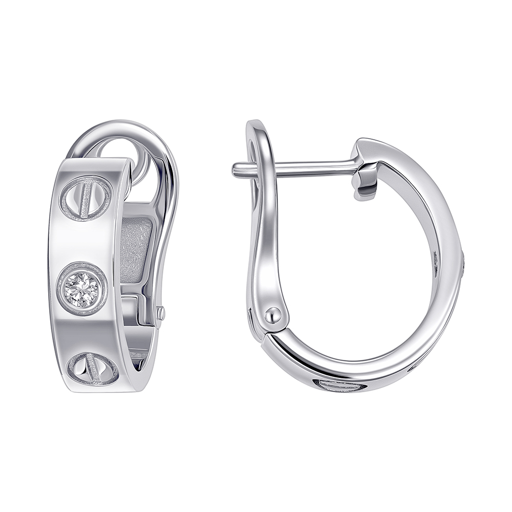 серьги из белого золота с бриллиантами 922553-3б Дива