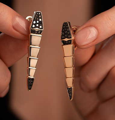 Серьги из красного золота в форме змеи 912598-2ЧБ