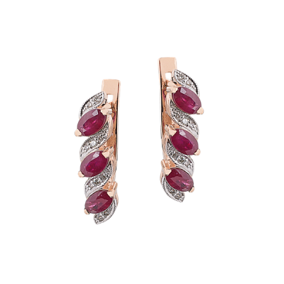 Серьги из красного золота с рубинами и бриллиантами 912150Р