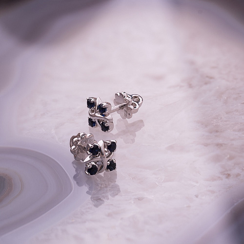 Серьги из белого золота с сапфирами 922469С